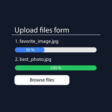 A form for uploading and sending files to the server. User interface for the Stock Illustration
