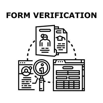 Form verification concept with document and computer screen Stock Illustration