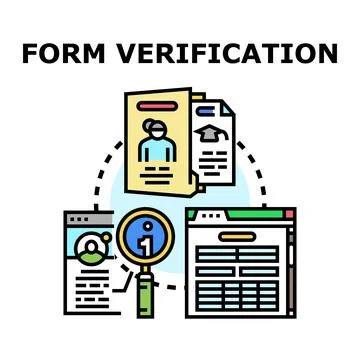 Form verification concept with document and computer screen Stockillustratie
