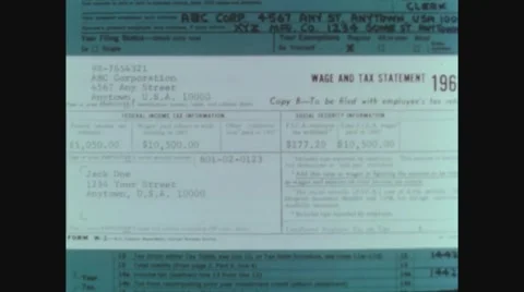 Form W-2, wage and tax statement Stock Footage