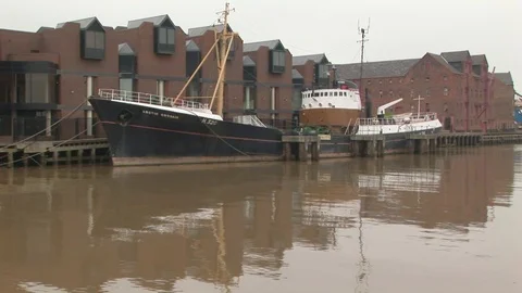 Forma Deep Sea Trawler Arctic Corsair on the river Hull, Kingston upon Hull, UK Stock Footage 106097702