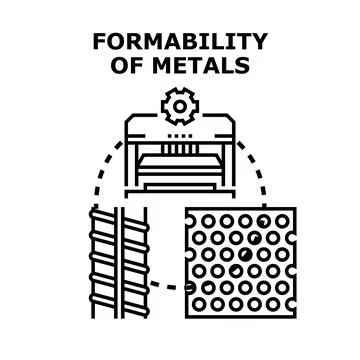 Formability of metals process shaping engineering material Stock Illustration