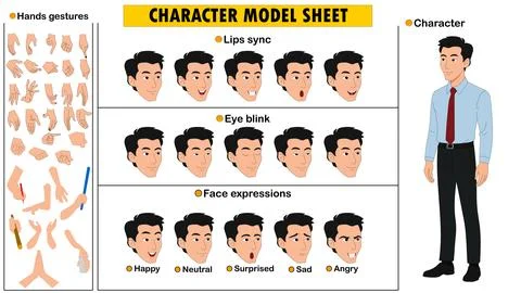 Formal Businessman Character Constructor Kit. Editable Male Model Sheet with Pro Stock Illustration