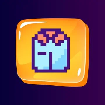 Formal clothes glossy ui button with pixelated color icon Stock Illustration