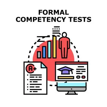 Formal competency tests evaluating skill and professional development Stock Illustration