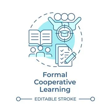 Formal cooperative learning soft blue concept icon 스톡 일러스트