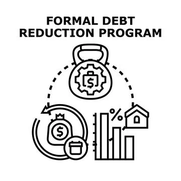 Formal debt reduction program concept illustration Stock Illustration
