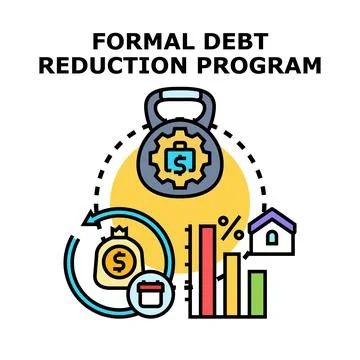 Formal debt reduction program concept illustration Stockillustratie