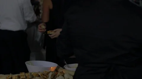 Formal Dinner Snack Table Stock Footage 104053461