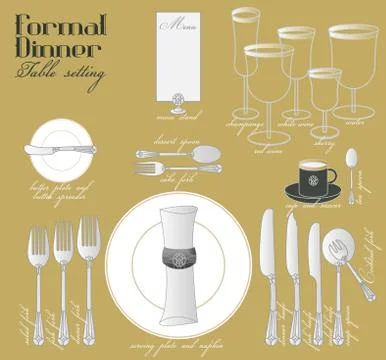 FORMAL DINNER TABLE SETTING Stock Illustration