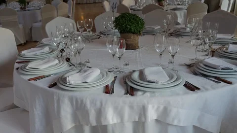 Formal dinning round table Stock Footage 96936981