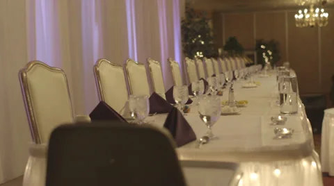 Formal event table set rack focus Video stock 35857605