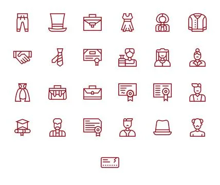 Formal featuring 25 256x256 Vector Icons in Regular Line Design Stock-Illustration