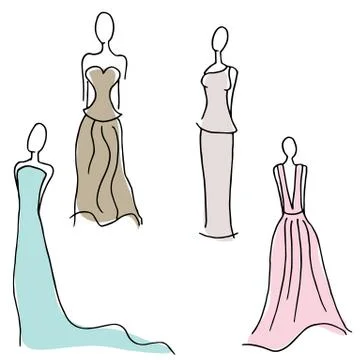 Formal gown designs Stock Illustration