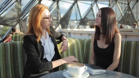 Formal meeting in cafe Stock Footage 71995932