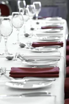 Formal table place settings Stock Photos