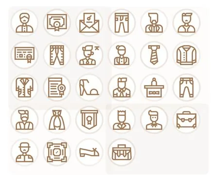 Formal Vector Graphics Pack including 28 Bold Line 128x128 Pixel Optimized .. Stock Illustration