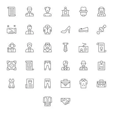 Formal Vector Icon Library with 32 Thin Line 128x128 Pixel Optimized Designs Stockillustratie
