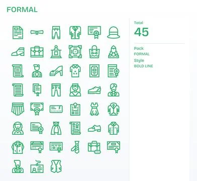 Formal Vector Icon Repository containing 45 Bold Line 256x256 Editable graphi Stock Illustration