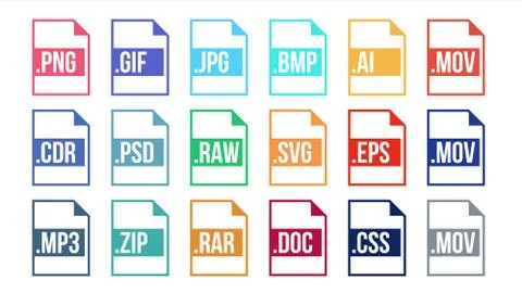 Format File Vector. Pictures Pictogram File Formats Icon. Extension Element Stock Illustration