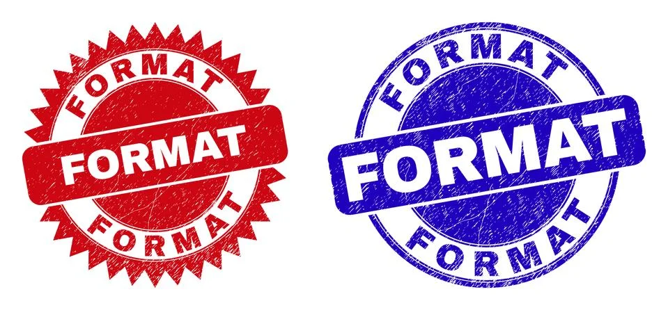 FORMAT Rounded and Rosette Seals with Grunge Style Stock-Illustration