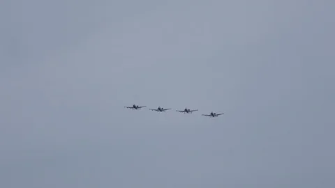 Formation of A-10 Thunderbolt II 'Warthogs' at the Fort Wayne Airshow Stock Footage 111588545