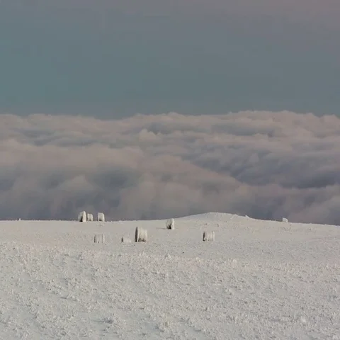 The formation and movement of clouds above the volcano Elbrus Stock-Footage 69394549