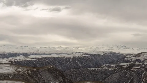 The formation and movement of clouds above the volcano Elbrus Stock Footage 70300119