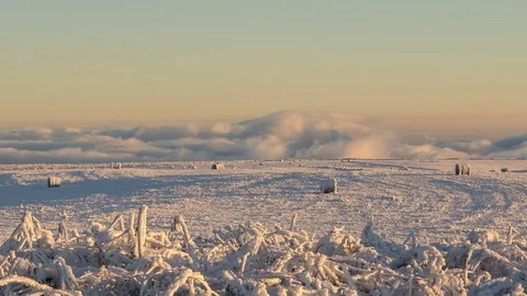The formation and movement of clouds above the volcano Elbrus Stock Footage 70408822