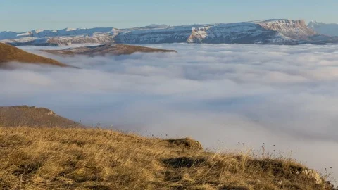 The formation and movement of clouds above the volcano Elbrus Stock Footage 70500053