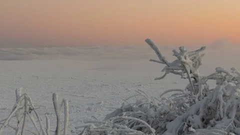 The formation and movement of clouds above the volcano Elbrus Stock Footage 70501467