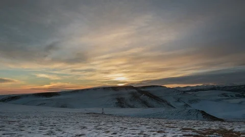 The formation and movement of clouds above the volcano Elbrus Stock Footage 73982552