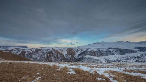 The formation and movement of clouds above the volcano Elbrus Stock Footage 74073842