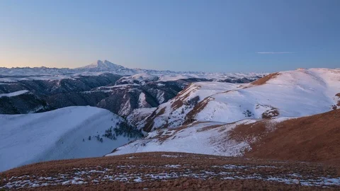 The formation and movement of clouds above the volcano Elbrus Stock Footage 74103654