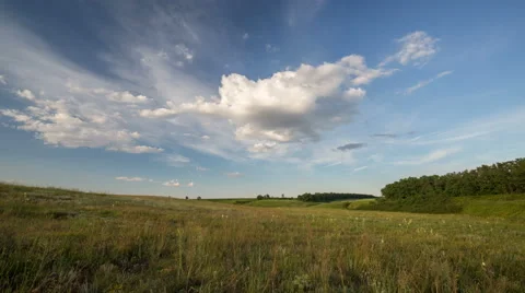 The formation and movement of clouds over fields in the steppes of the Don. Video stock 64888362