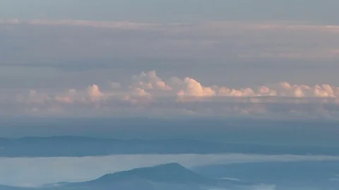 The formation and movement of clouds over the summer slopes of Bolshoy Thach Video stock 83493519