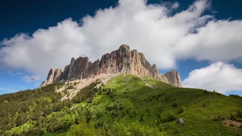 The formation and movement of clouds over the summer slopes of Mountains Stock Footage 149353292