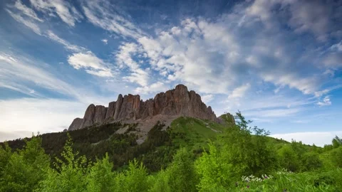 The formation and movement of clouds over the summer slopes of Mountains Stock Footage 149980643