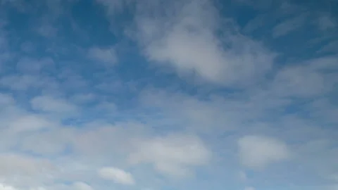 Formation and movement of white clouds of different shapes in the blue sky Stock Footage 94897419