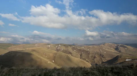 The formation and movements of clouds of the mountains of Caucasus peaks. Stock Footage 65213423