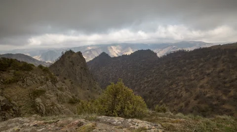 The formation and movements of clouds of the  mountains of Caucasus peaks. 스톡 동영상 65216030