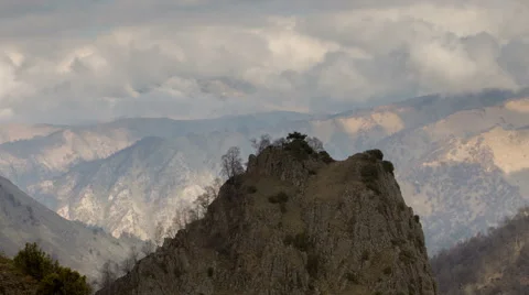 The formation and movements of clouds of the  mountains of Caucasus peaks. Stock Footage 65216804