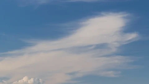 Formation and rapid movement of white clouds of different shapes at sunset Stock Footage 76198193