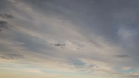 Formation and rapid movement of white clouds of different shapes in the blue sky Stock Footage 77732089