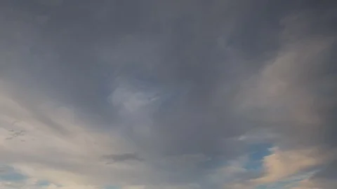Formation and rapid movement of white clouds of different shapes in the blue sky Stock Footage 77732112