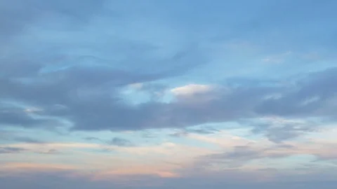 Formation and rapid movement of white clouds of different shapes in the blue sky Stock Footage 77733710