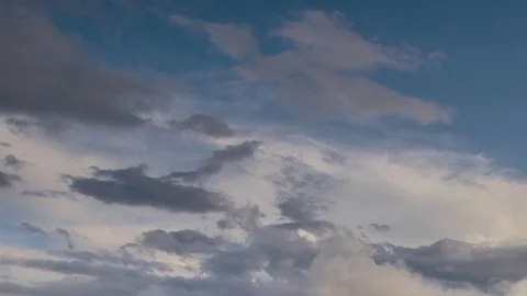 Formation and rapid movement of white clouds of different shapes Stock Footage 83663666