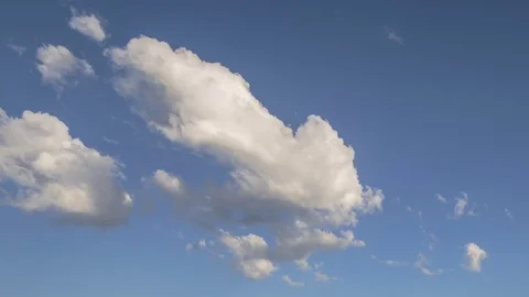 Formation and rapid movement of white clouds of different shapes Stock Footage 83673793