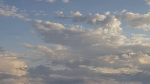 Formation and rapid movement of white clouds of different shapes Stock Footage 83673893