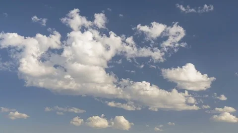 Formation and rapid movement of white clouds of different shapes Stock Footage 83674010